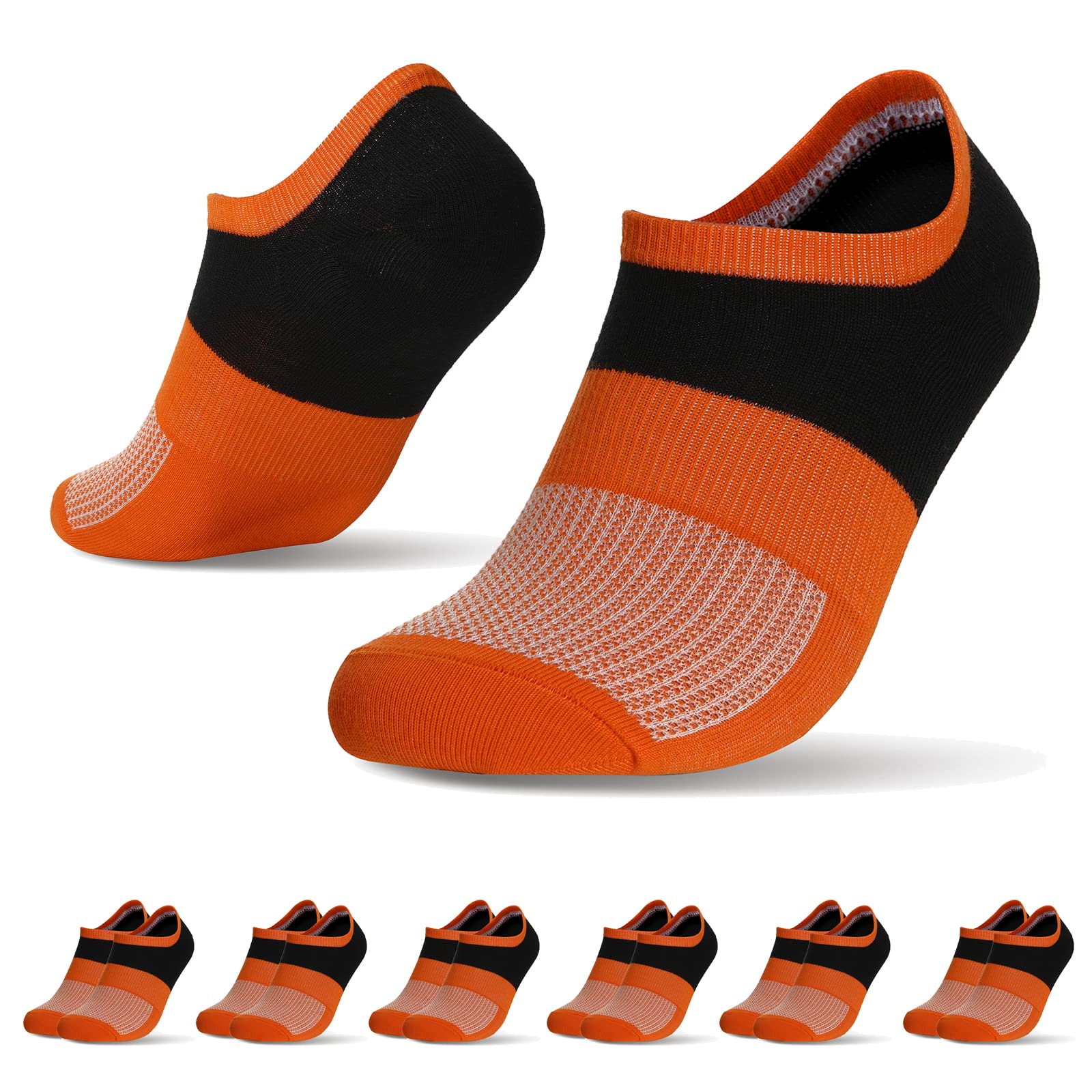Men's No Show Socks - Low Cut Ankle Running Socks with Cotton Arch Support & Non-Slip Grip for Sneakers - Perfect for Workouts, Casual Wear & Everyday Comfort