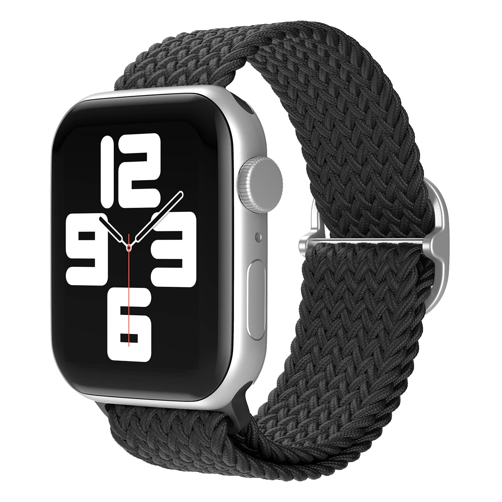 Stretchy Nylon Braided Apple Watch Bands Compatible with Series 6/5/4/3/2/1/SE (38mm 40mm 41mm 42mm 44mm 45mm) - Soft Woven Replacement Strap for Women & Men - Perfect for Workouts, Running & Everyday Wear