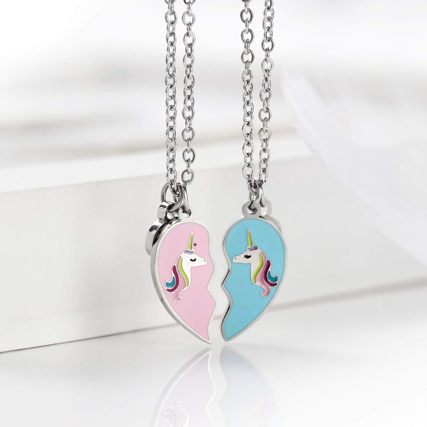 ZIBUYU® Lucky Unicorn Heart Bracelet Set for Women & Girls - 2 Pcs Stylish BFF Jewelry Gift, Friendship Bracelet for Best Friends, Kids & Teens - Perfect for Birthdays, Anniversaries & Valentine's Day