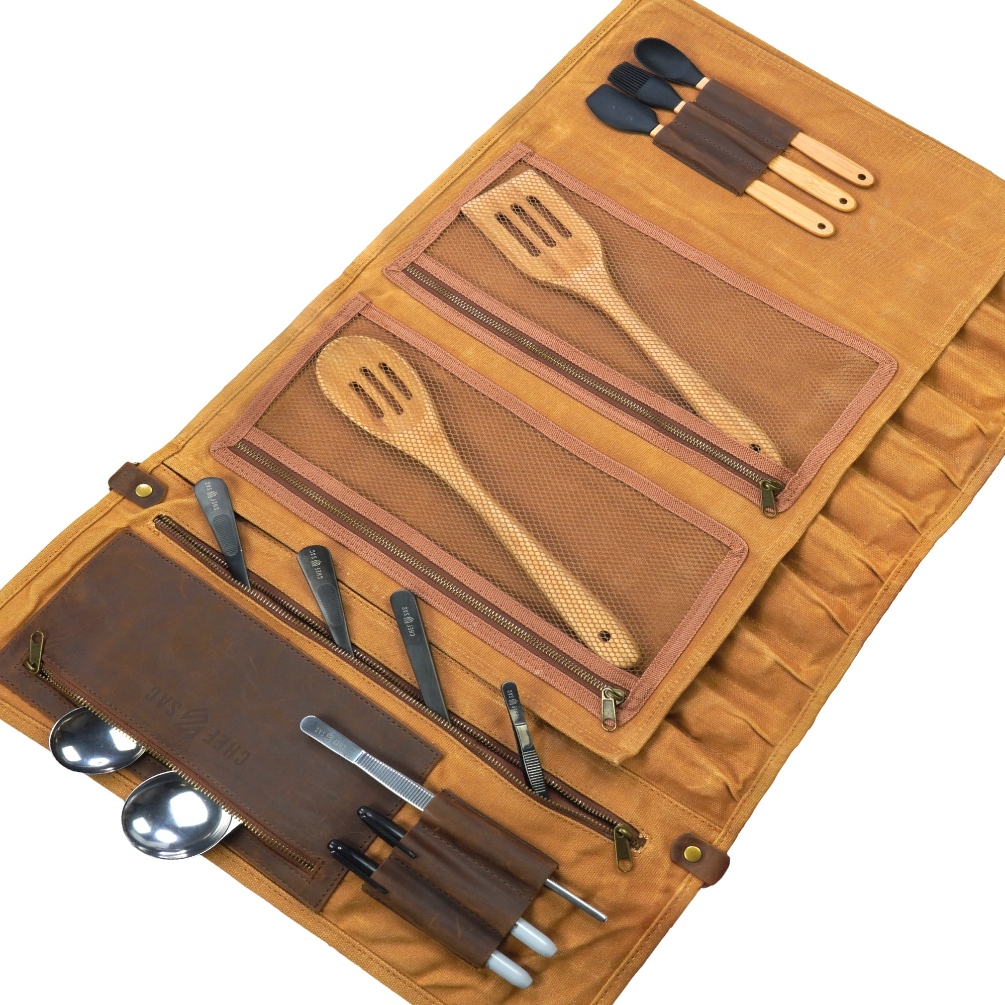 Premium Waxed Canvas & Leather Chef Knife Roll Bag - Professional Knife Storage for Chefs, Culinary Students & Cooking Enthusiasts - Perfect for Kitchen, Travel & Culinary School