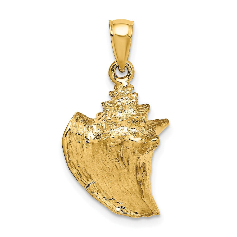 3D Gold Conch Shell Pendant Necklace - Medium Size Model K7667 | Elegant Beach Jewelry for Women, Perfect for Summer Vacations & Boho Fashion