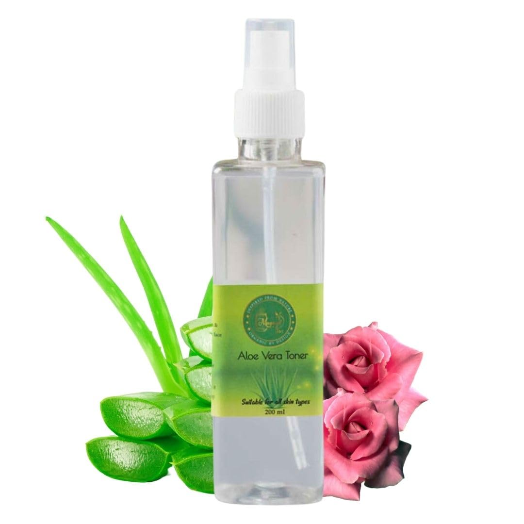 Magical Aloe Vera Toner with Rosewater & Vitamin E Oil | Hydrating & Soothing Facial Toner for Dry & Sensitive Skin | 200ml | Perfect for Daily Skincare Routine & Post-Sun Care