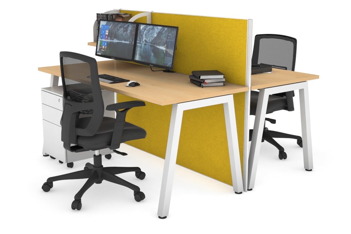 Horizon Quadro 2-Person Office Workstation Bench with A-Legs - 1600L x 700W - Perfect for Shared Workspaces, Conference Rooms & Collaborative Office Environments