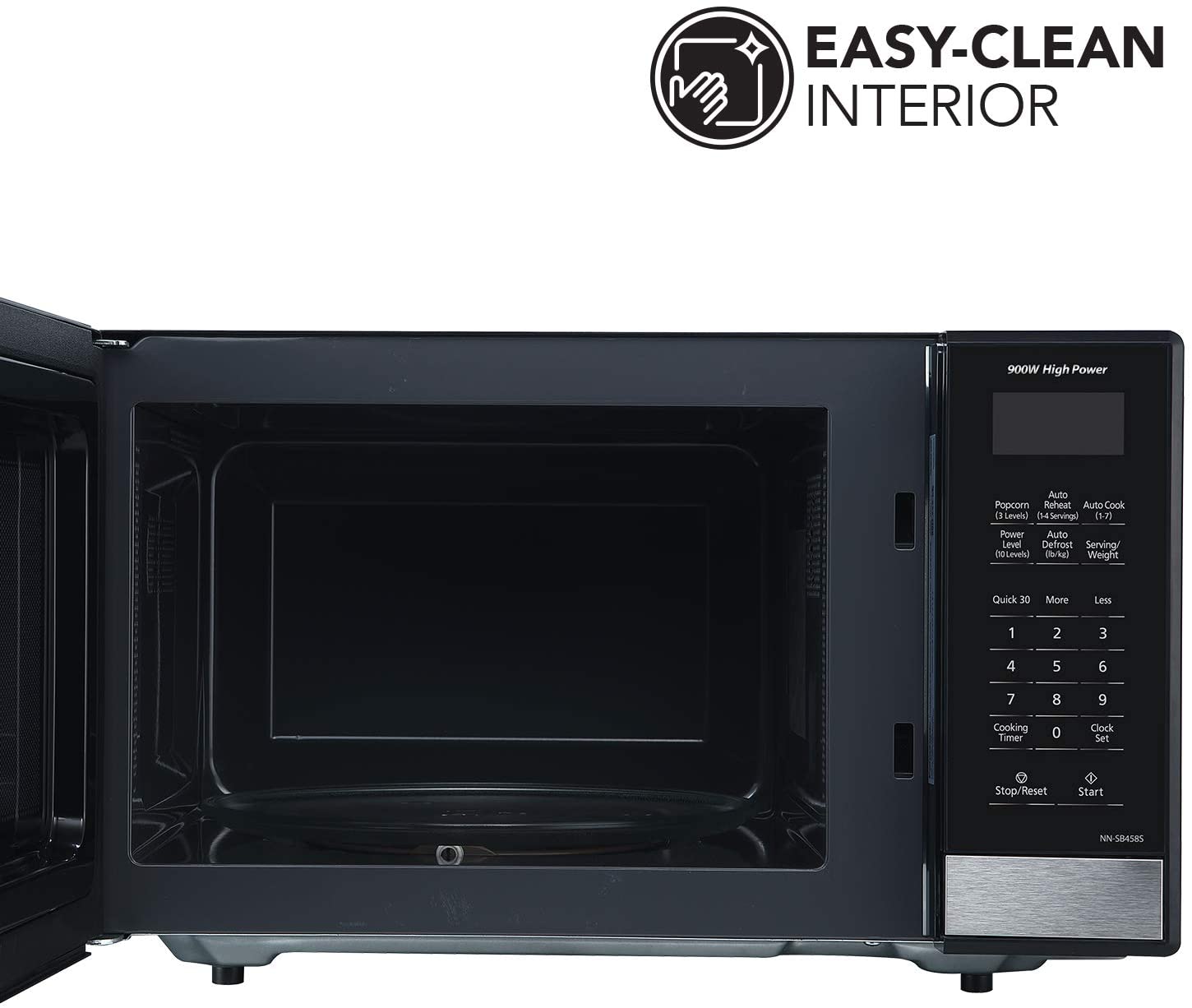Refurbished Panasonic NN-SG458S 0.9 Cu Ft Microwave Oven - Black & Stainless Steel - Home Essentials Warranty - Perfect for Small Kitchens, Dorms & Office Break Rooms