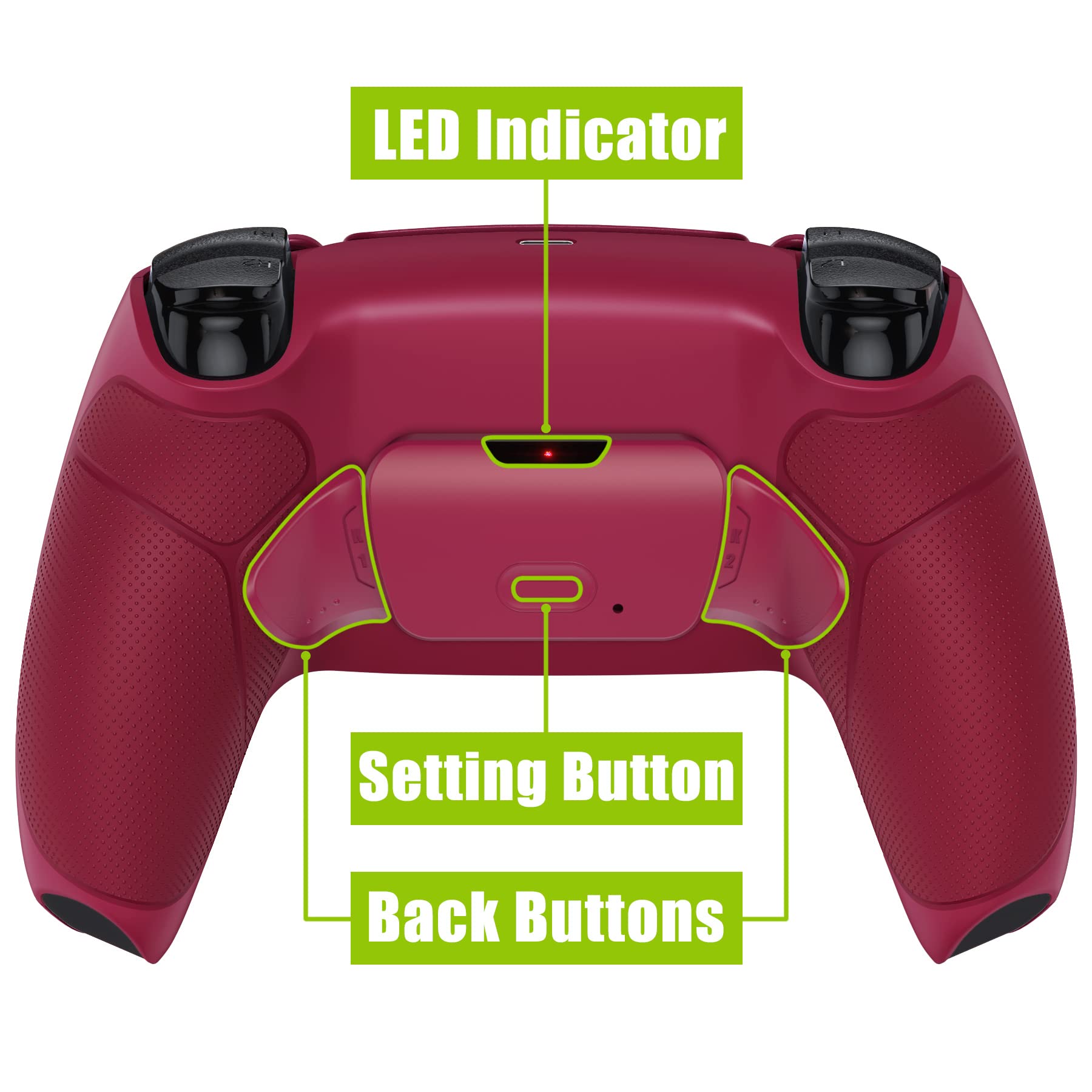 eXtremeRate Cosmic Red Rubberized Grip Programmable Rise 2.0 Remap Kit for PS5 Controller BDM-010 & BDM-020 - Upgrade Board, Redesigned Back Shell & Back Buttons - Enhanced Gaming Performance for FPS, Racing & Action Games