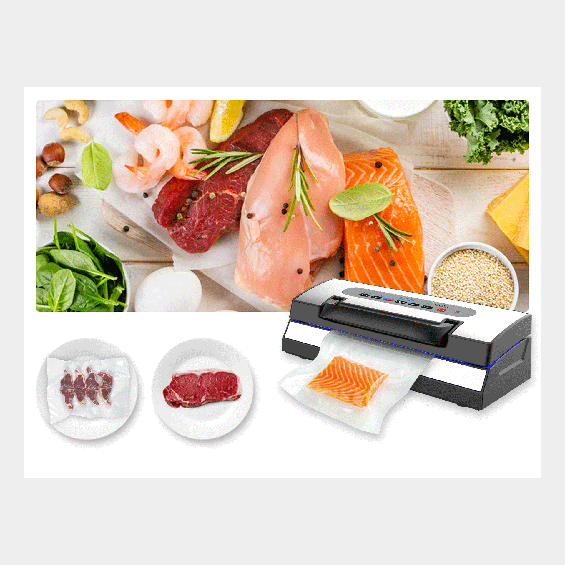 Flora Heavy Duty Commercial Food Vacuum Sealer Machine with 6m Bag Roll - FL FVS 5188 | Perfect for Restaurant, Deli & Home Food Storage | AU Stock