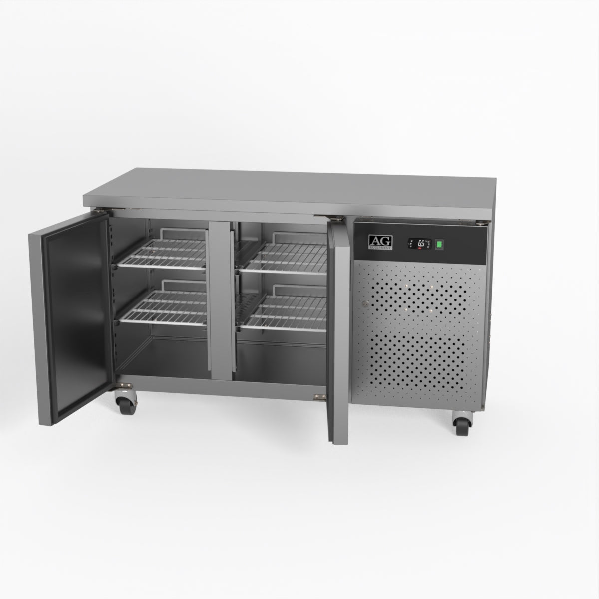 Commercial Refrigerator - AG Two Door Under Counter Fridge for Restaurants, Bars & Kitchens | Energy Efficient Stainless Steel Worktop Freezer with Adjustable Shelves