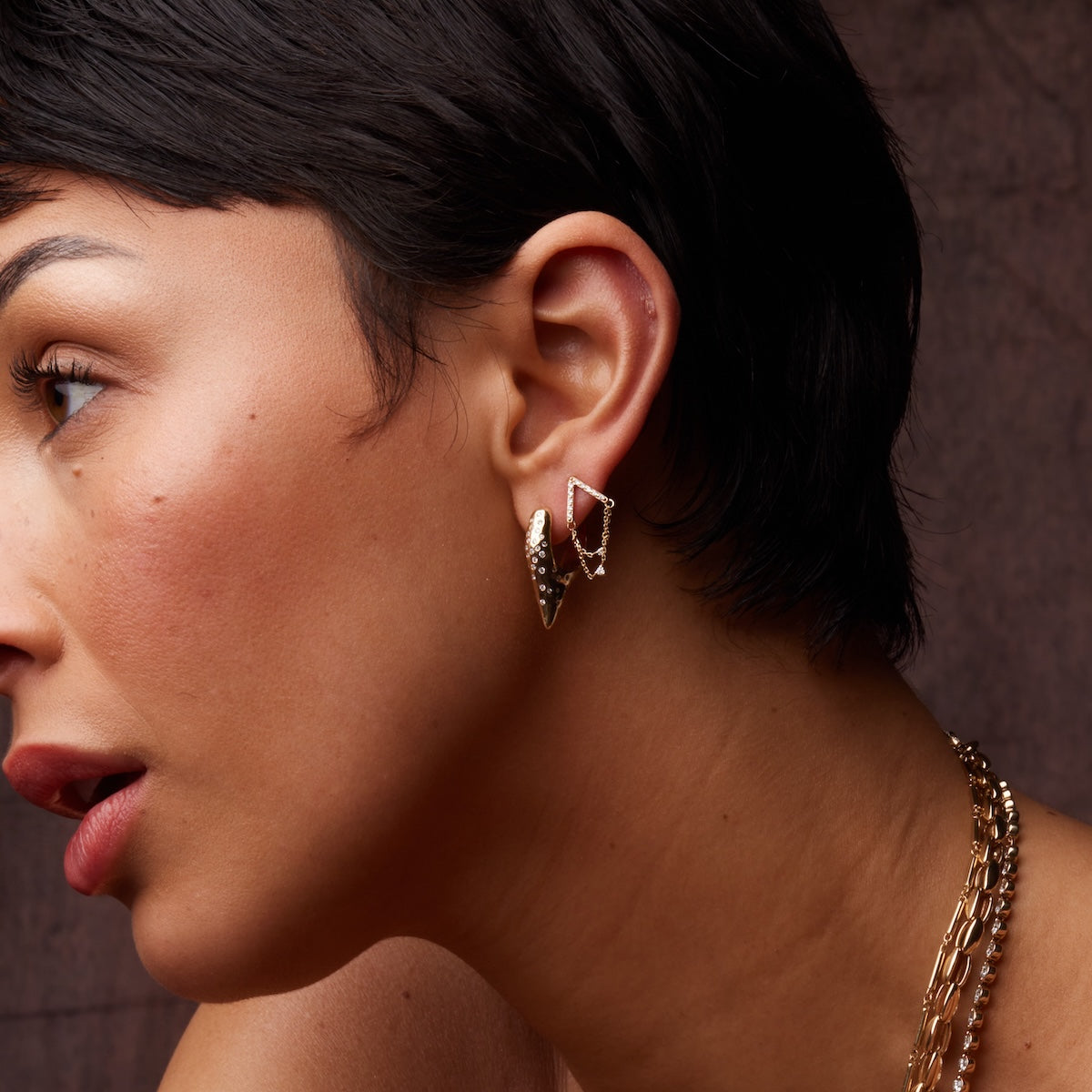 Diamond Studded Pointed Hoop Earrings for Women - Elegant & Trendy Jewelry for Parties, Weddings & Special Occasions