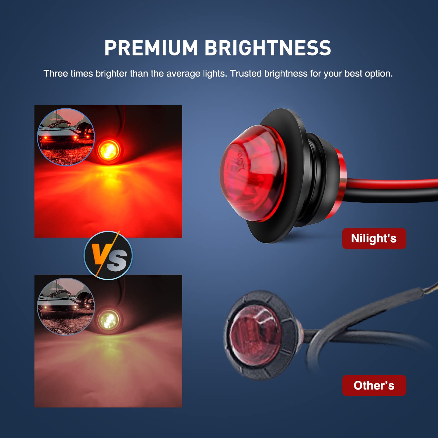Nilight 30-Pack 3/4 Inch Round LED Clearance Lights - Waterproof Side Marker Bullet Lights for Trucks, RVs, Trailers, Vans, Boats (Front/Rear/Side Mount) - Perfect for Night Driving & Vehicle Safety Lighting