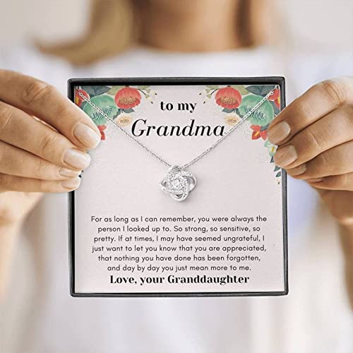Grandma Necklace - Love Knot Jewelry Gift for Grandmother with Card & Box | Birthday & Special Occasions
