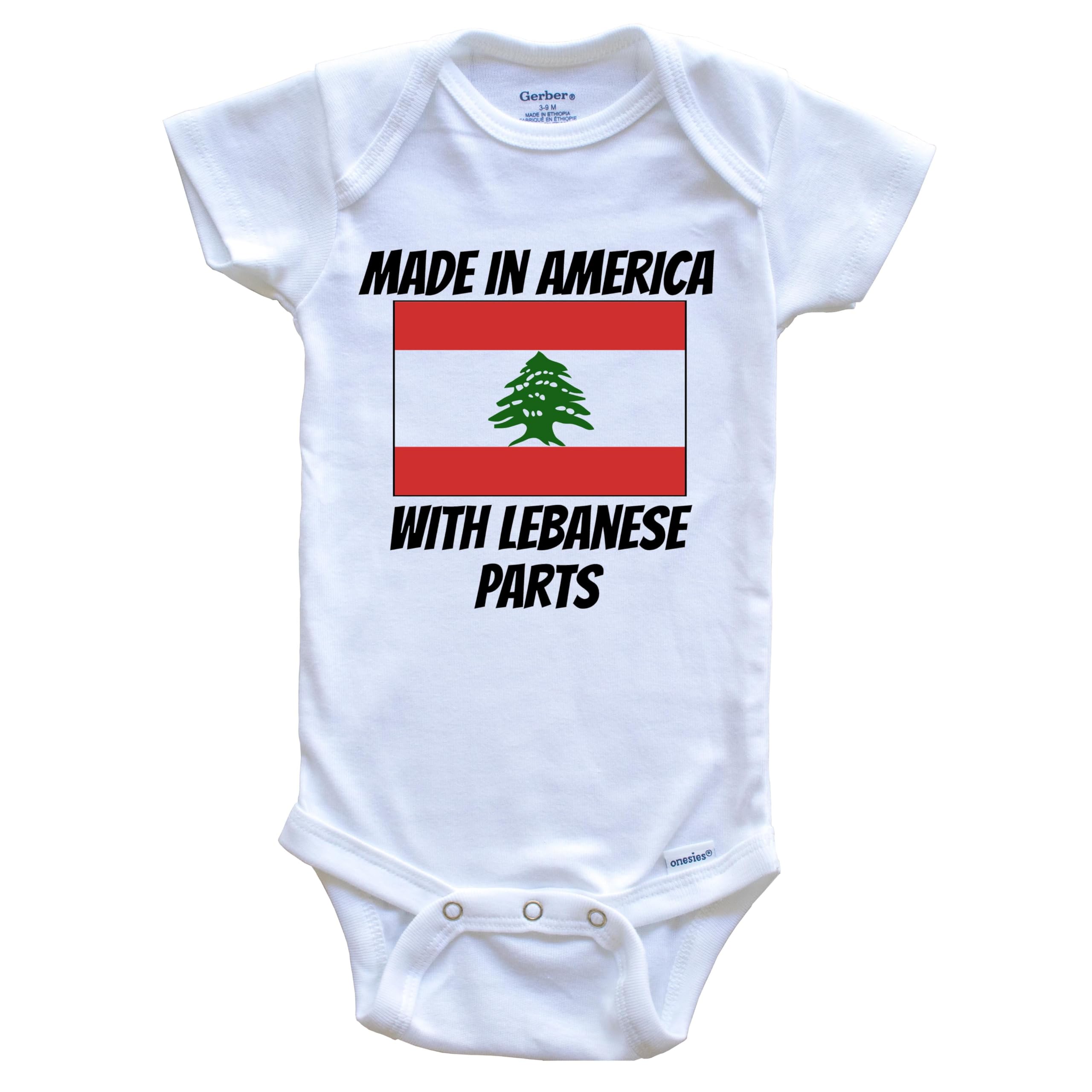Funny One Piece Baby Bodysuit with Lebanon Flag - Made in USA with Lebanese Parts | Perfect for Cultural Events & Patriotic Celebrations