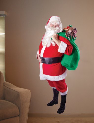 Santa I Wall Decal Cutout - Christmas Holiday Home Decor for Living Room, Bedroom & Nursery - Self-Adhesive Vinyl Sticker for Windows, Doors & Walls