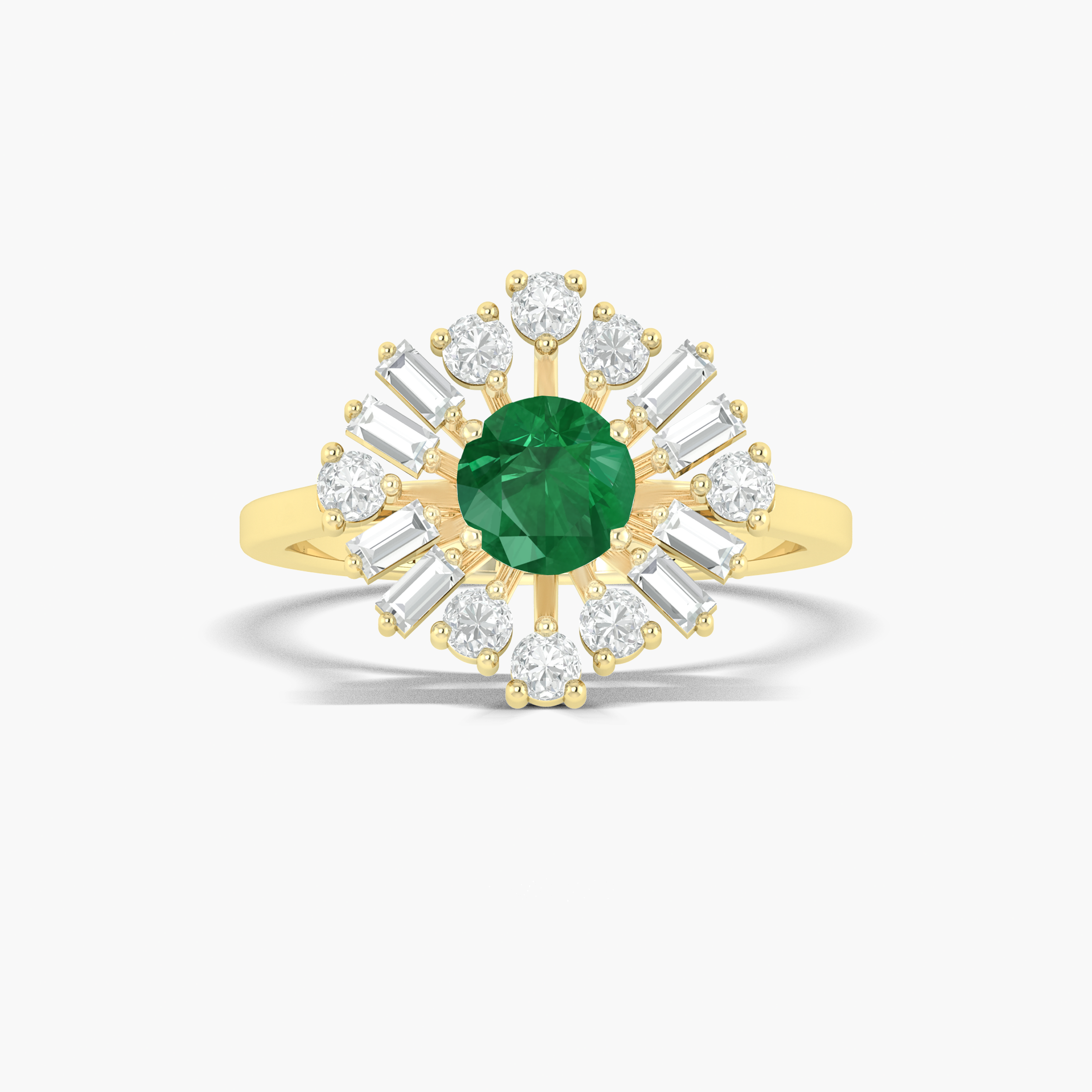 18K Gold Vermeil & Silver Emerald Round Statement Ring for Women | Elegant Jewelry Gift for Birthday, Anniversary & Special Occasions