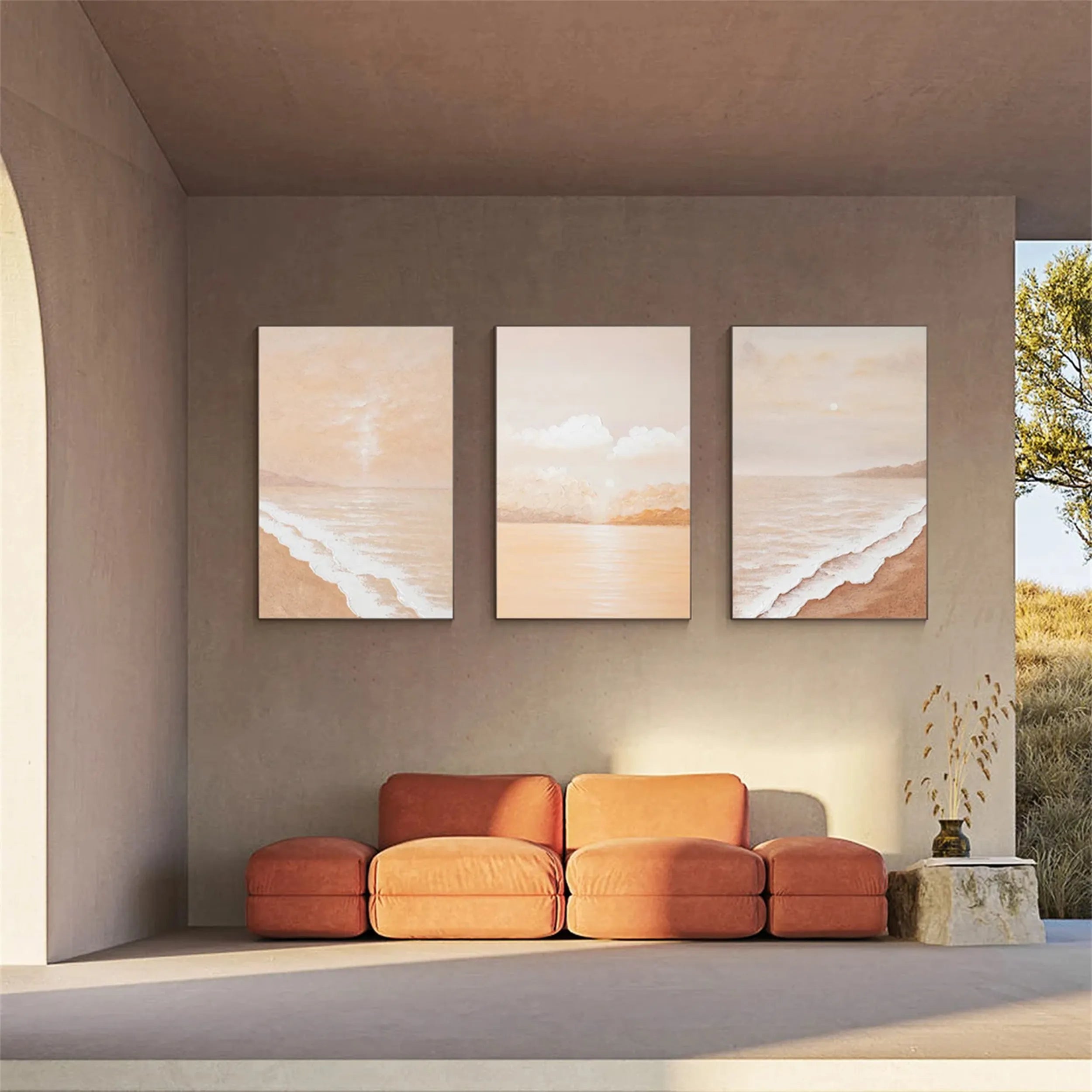 Ocean and Sky Painting Set of 3 - Coastal Wall Art for Living Room, Bedroom & Office Decor | #OS153