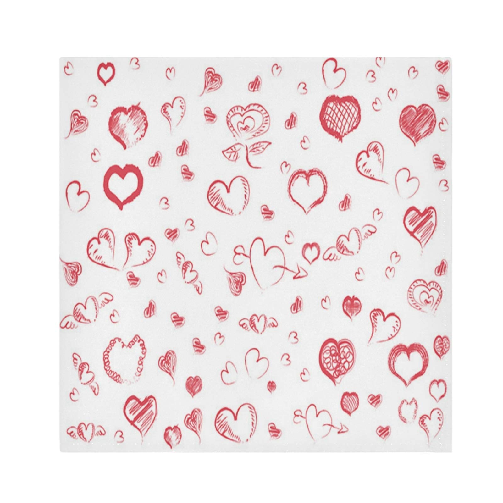 Nander 4-Pack Soft Reusable Cloth Napkins with Doodle Red Hearts Arrow Design - 20x20 Inch, Perfect for Family Dinners, Weddings, Cocktail Parties & Kitchen Use - Eco-Friendly & Comfortable for Everyday Dining