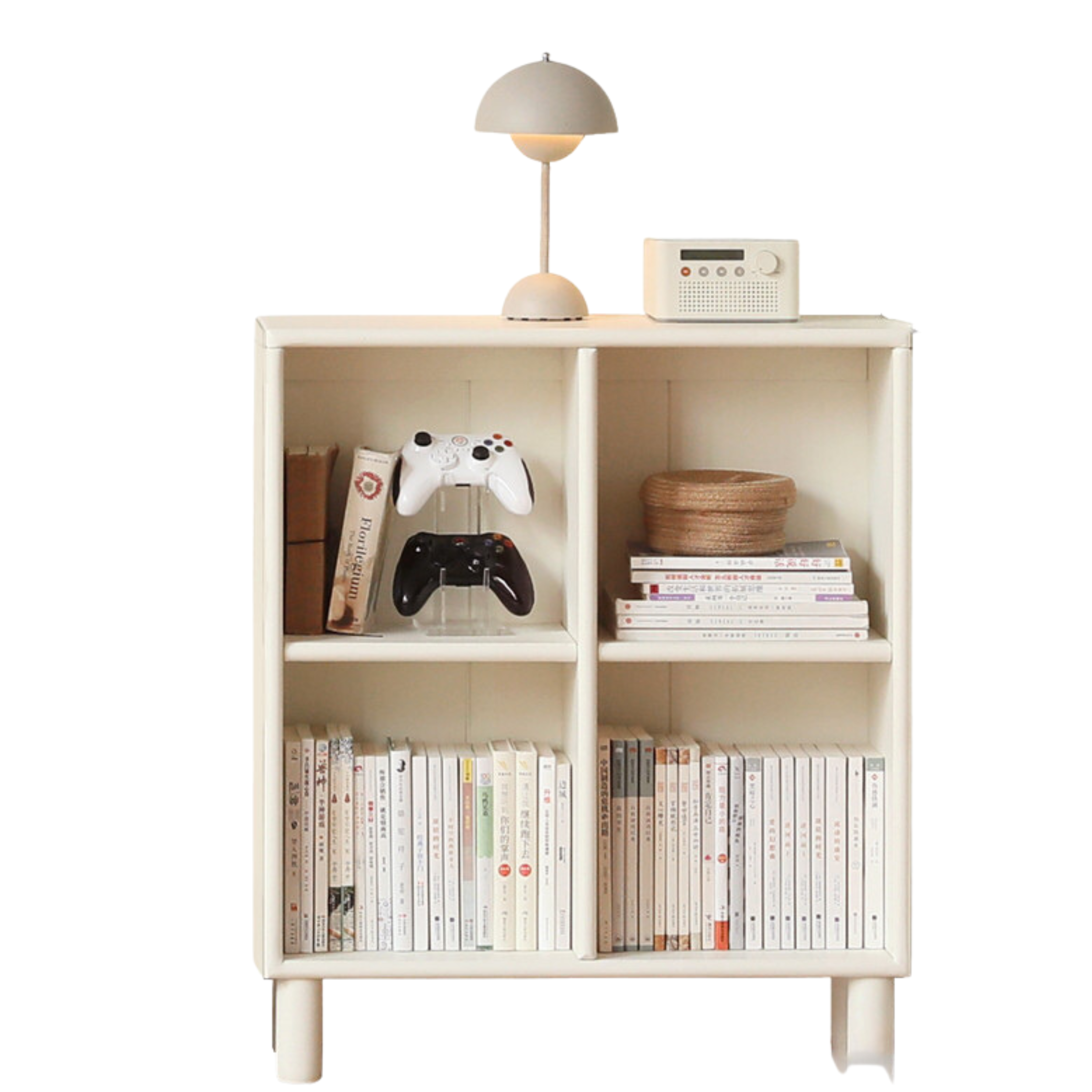 Poplar Solid Wood Bookcase - Free Combination Cream Style Bookshelf for Living Room, Bedroom & Office Storage