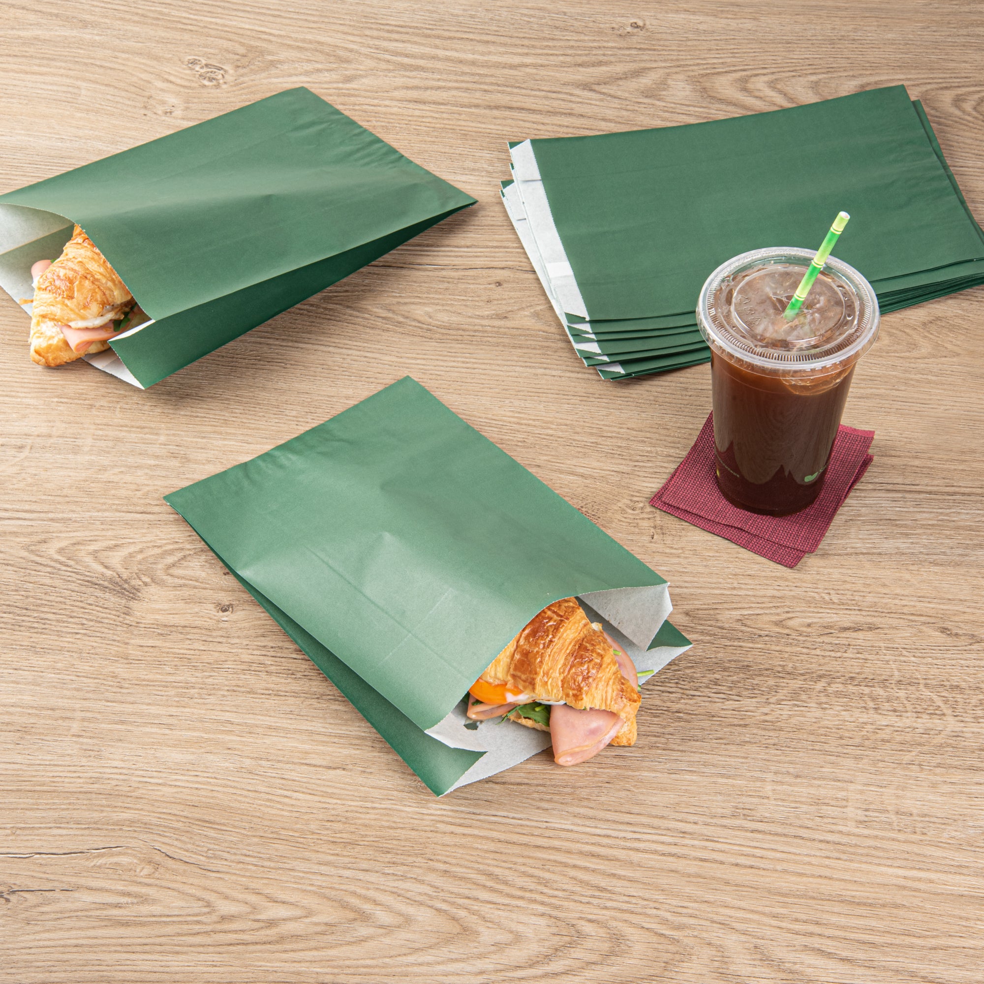 Eco-Friendly Forest Green French Fry & Snack Bags - 7x3x11 Inches, 100 Count Bulk Pack - Perfect for Restaurants, Fast Food, Parties and Picnics
