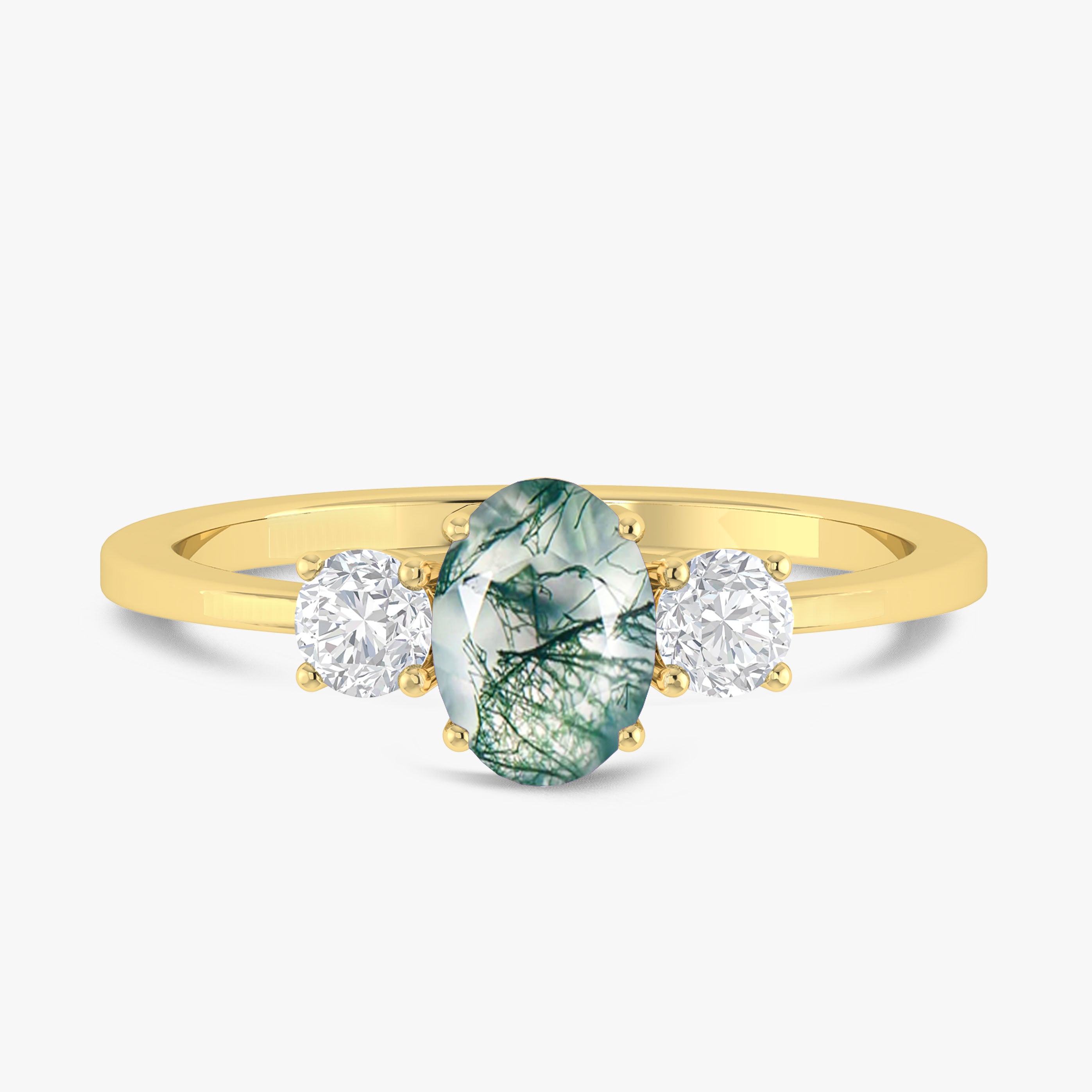 Genuine Moss Agate Gemstone Ring for Women - Natural Green Stone Silver Jewelry - Perfect for Everyday Wear, Gift Giving & Spiritual Healing