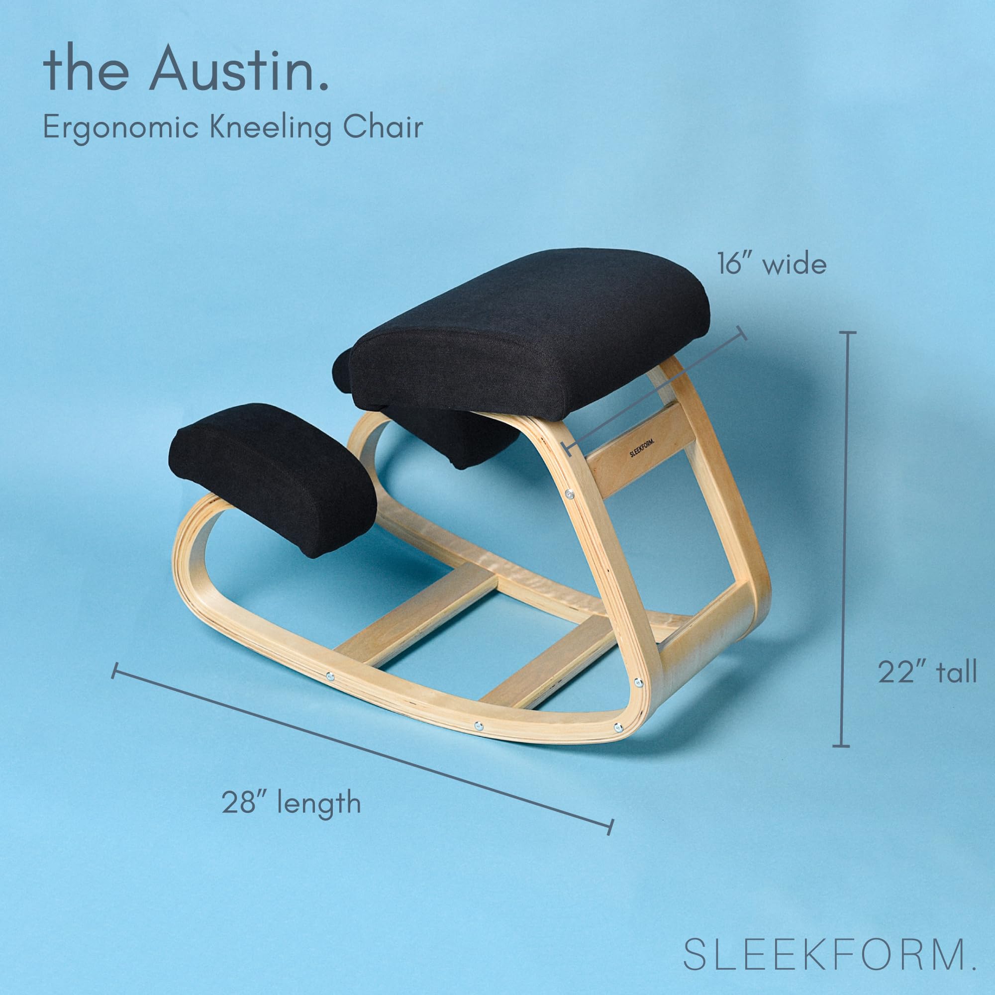 Sleekform Austin Ergonomic Kneeling Chair - Adjustable Posture Support for Home Office, Computer Desk & Active Sitting - Perfect for Work, Study & Back Pain Relief