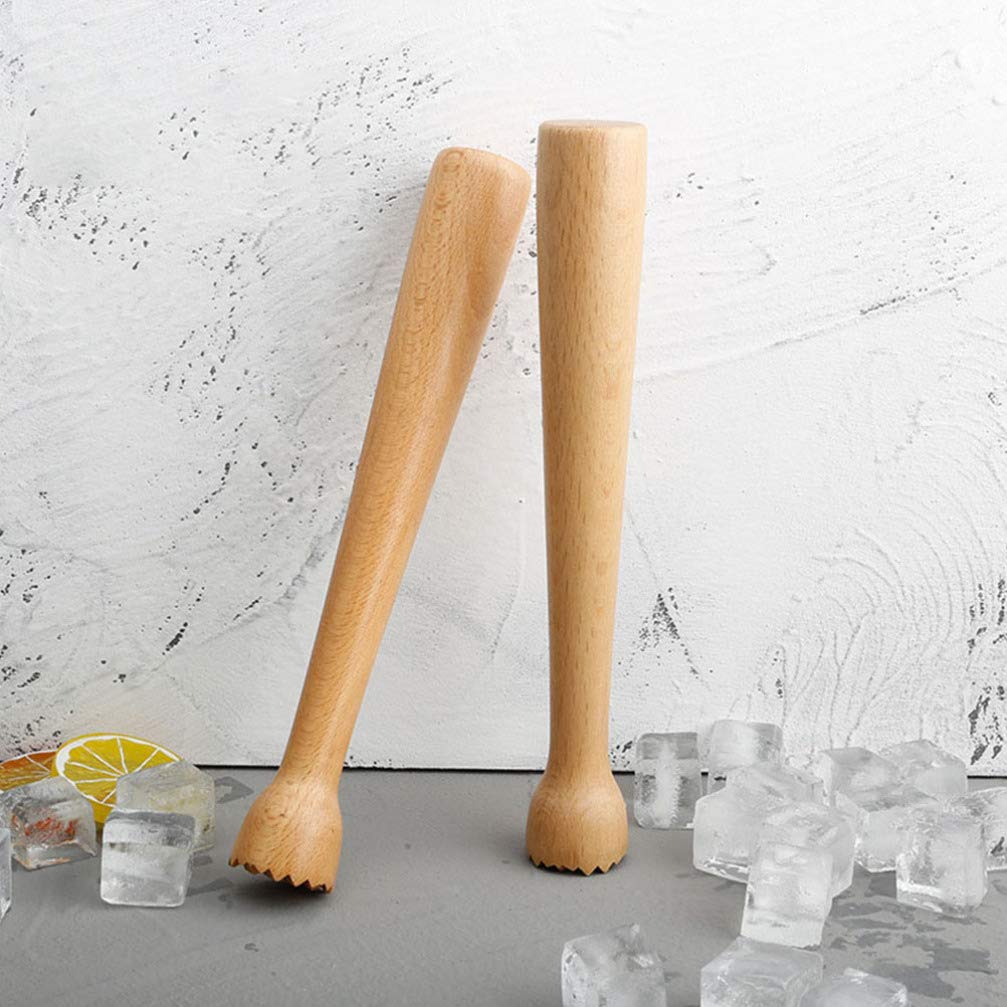 Professional Beech Wood Cocktail Muddler - Multi-Purpose Mixing Rod for Mojito, Ice Hammer, Fruit Crusher & Milk Tea Stirring - Perfect for Bartending, Home Bars, Cocktail Making & Kitchen Use