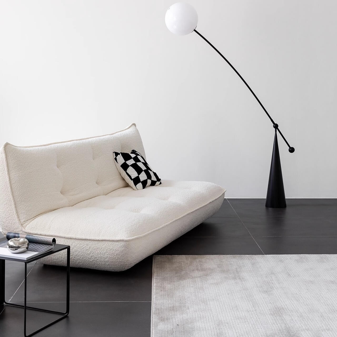 Luxurious White Boucle Sofa Bed - Comfortable, Stylish & Versatile Convertible Sleeper for Small Spaces | Perfect for Apartments, Guest Rooms & Home Offices