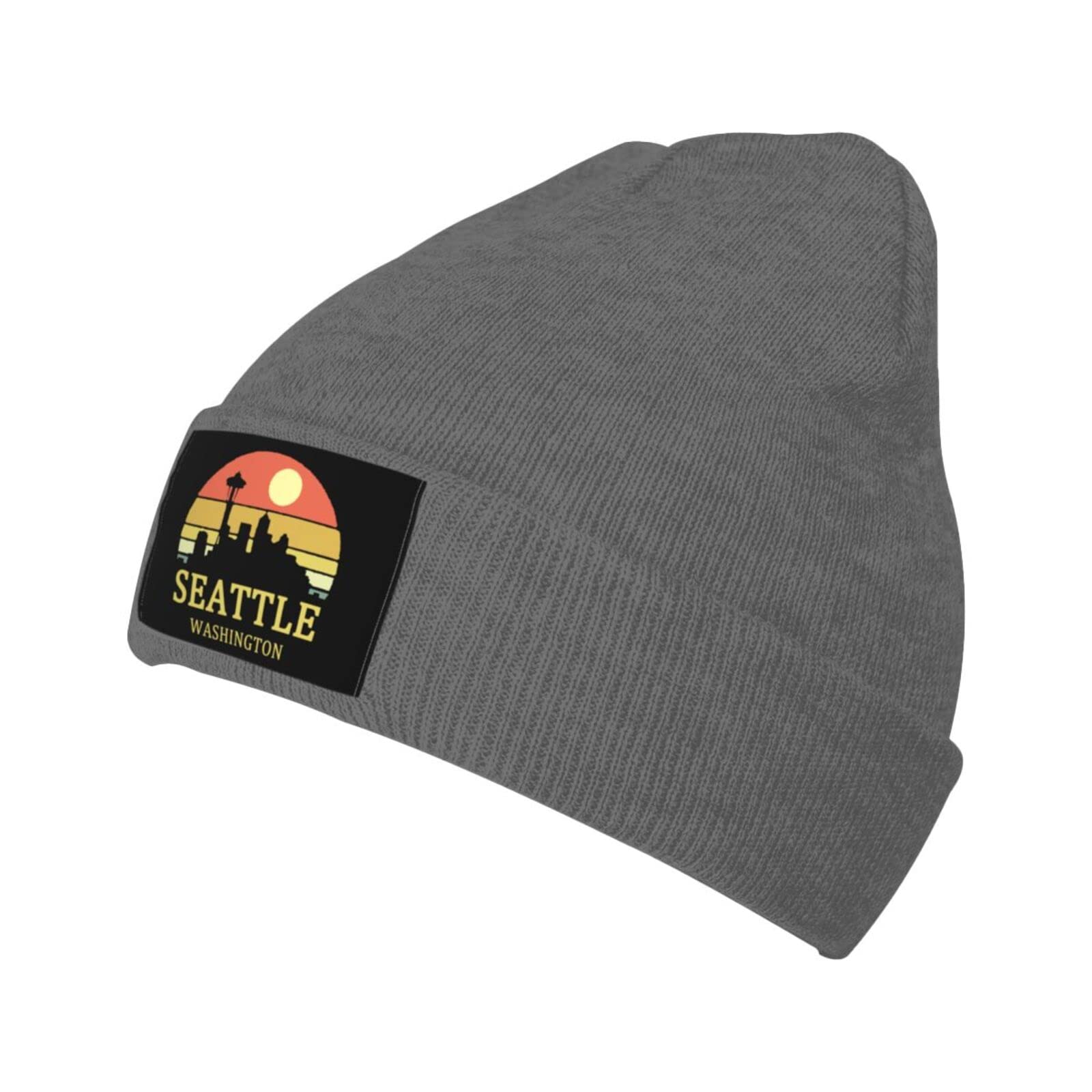Seattle Washington Winter Beanie Knit Hats - Unisex Thermal Hat for Men & Women - Warm Fleece Lined Skull Cap for Cold Weather, Outdoor Activities, Skiing, Snowboarding