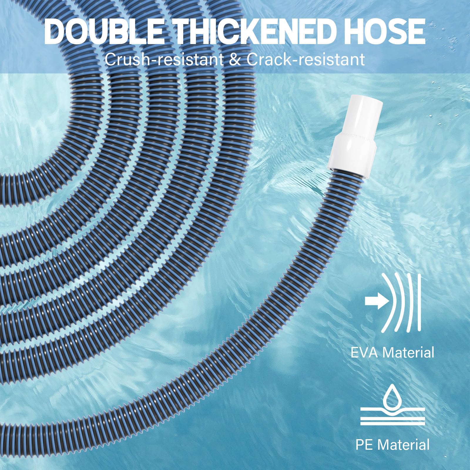 BEWAVE Heavy Duty 1-1/2 Inch x 18 Ft Swimming Pool Vacuum Hose with Swivel Cuff - for Above Ground & In Ground Pools - Perfect for Cleaning Debris, Leaves, and Dirt from Your Pool