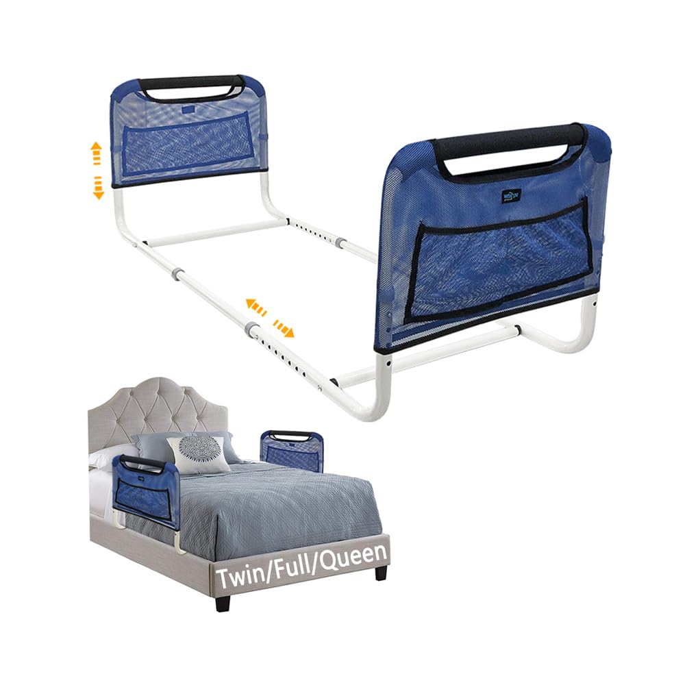 Adjustable Double Bed Rail U Bar for Medical & Home Use - Safety Assist Rail for Elderly Adults - Under Mattress Handrail Support - Fits Twin, Full & Queen Beds - Hospital & Senior Care Bed Guard (Ideal for Fall Prevention & Patient Safety)