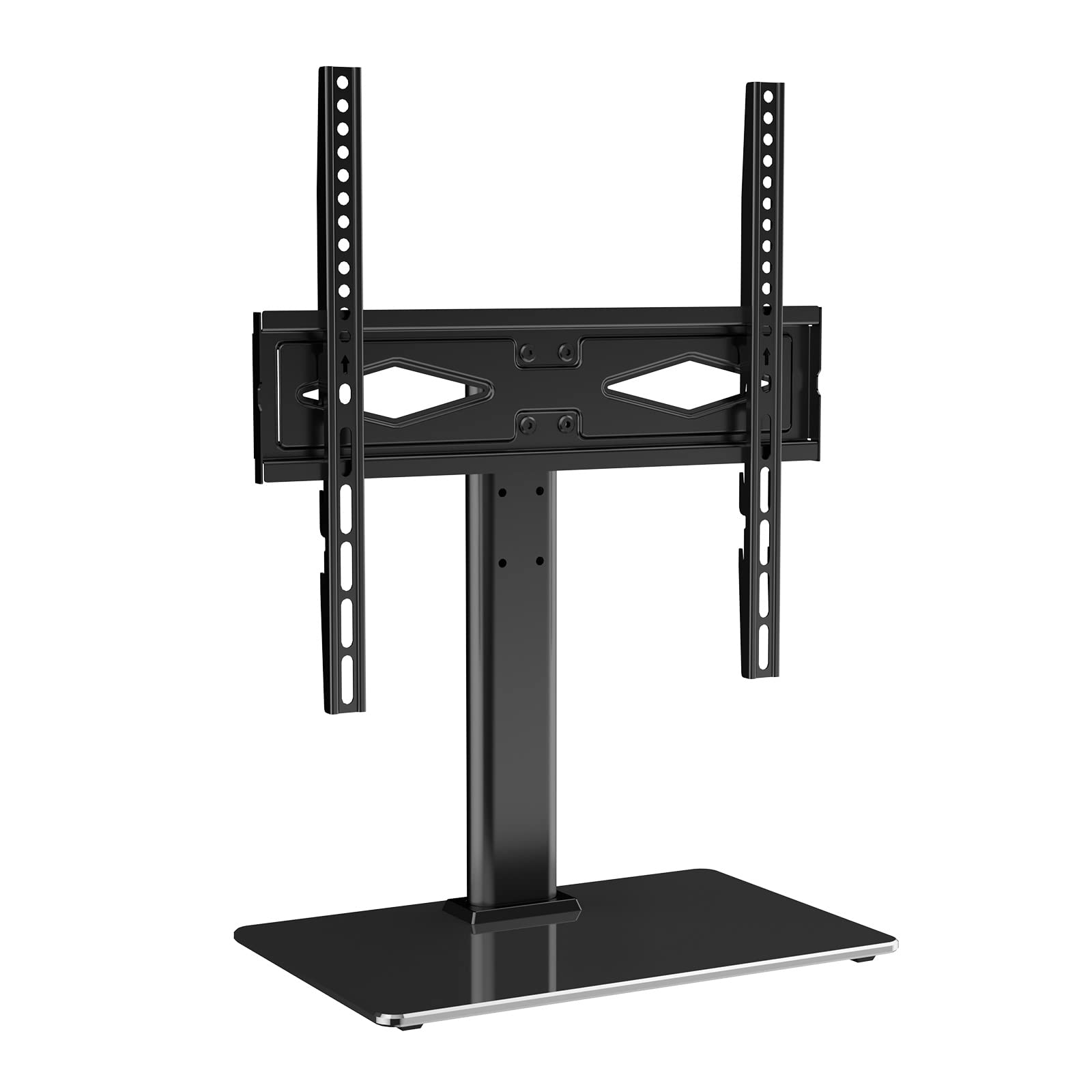VEVOR Universal Swivel TV Stand for 32-55 Inch TVs - Height Adjustable Floor TV Mount with Tempered Glass Base for Living Room, Bedroom | Perfect for Home Theater, Gaming & Office Setup