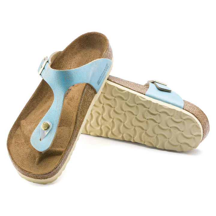 Birkenstock Gizeh Women's Sandals - Washed Metallic Leather Straps - Comfortable Cork Footbed - Perfect for Summer, Beach & Casual Outings