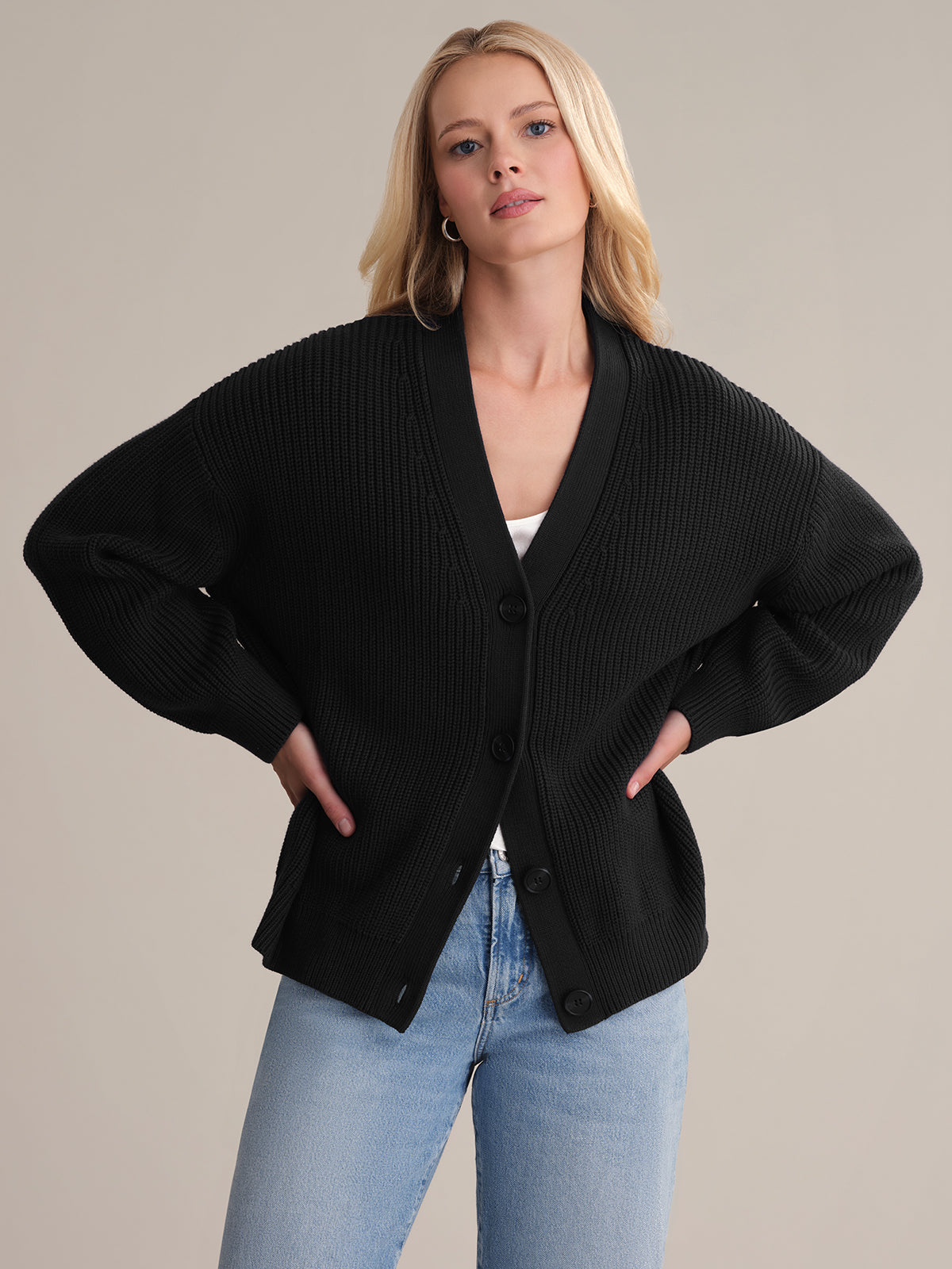 Emilia Women's Cotton Cocoon Cardigan - Soft Oversized Open Front Sweater for Lounge, Office & Fall Layering