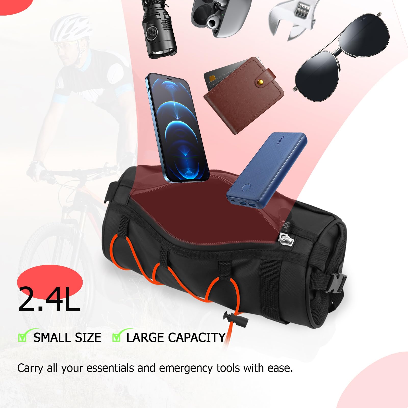 **Waterproof Handlebar Bike Bag - Large Capacity Frame Storage Bag with Shoulder Strap for Mountain & Road Bicycles | Perfect for Commuting, Cycling Trips & Outdoor Adventures (Red)**