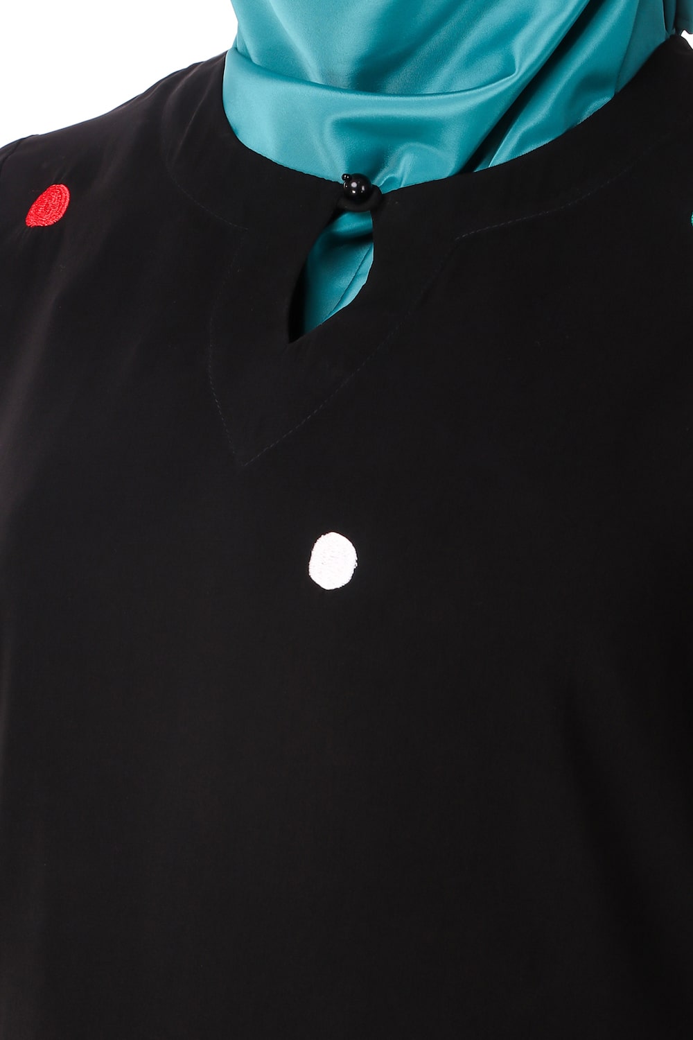 Vibrant Embroidered Polka Dot Tunic Top for Women - Boho Chic Blouse for Casual Outings & Summer Vacations