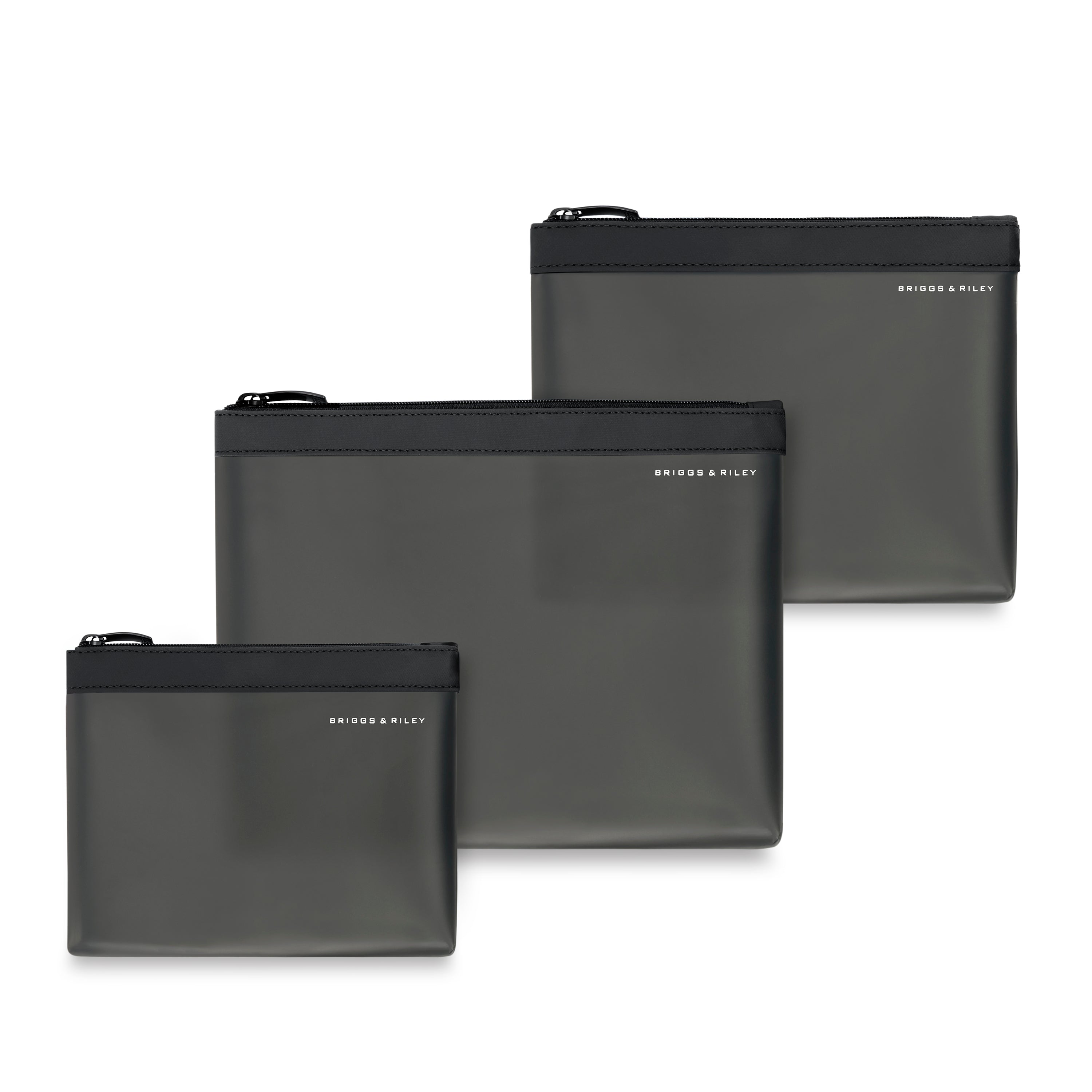 Briggs & Riley Travel Essentials Translucent Pouch Set - TSA Approved Clear Toiletry Bags for Air Travel, Cruise & Weekend Getaways
