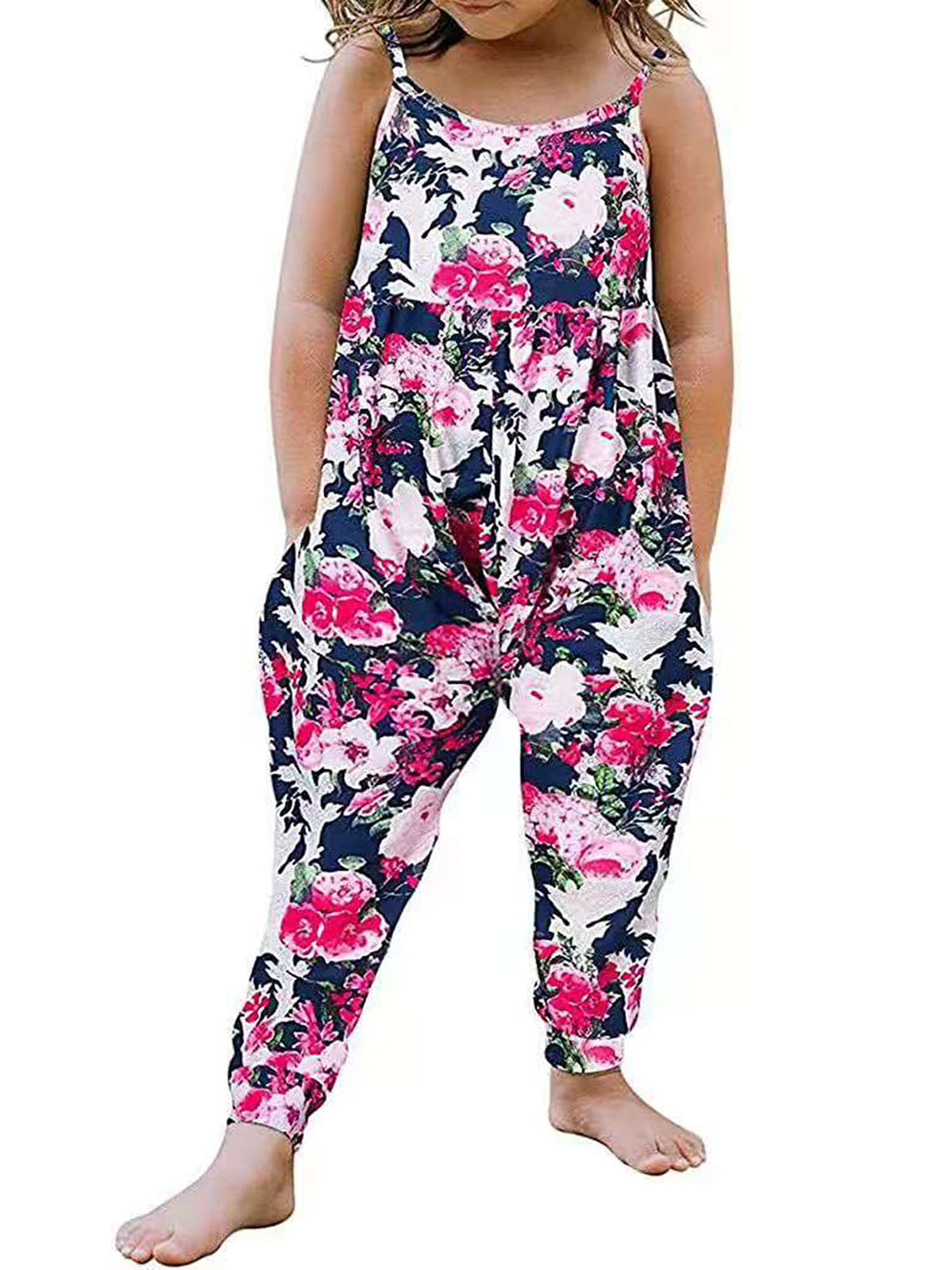 Baby Girls Sleeveless Harem Romper Jumpsuit - Summer Toddler Outfit with Straps & Halter Neck - Backless Design for Playtime, Beach & Outdoor Activities
