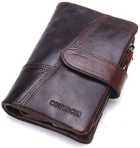 Genuine Leather RFID Wallet for Men - Slim Tifold Design with ID Window, Card Holder & Coin Pocket - Perfect for Travel, Business & Everyday Use