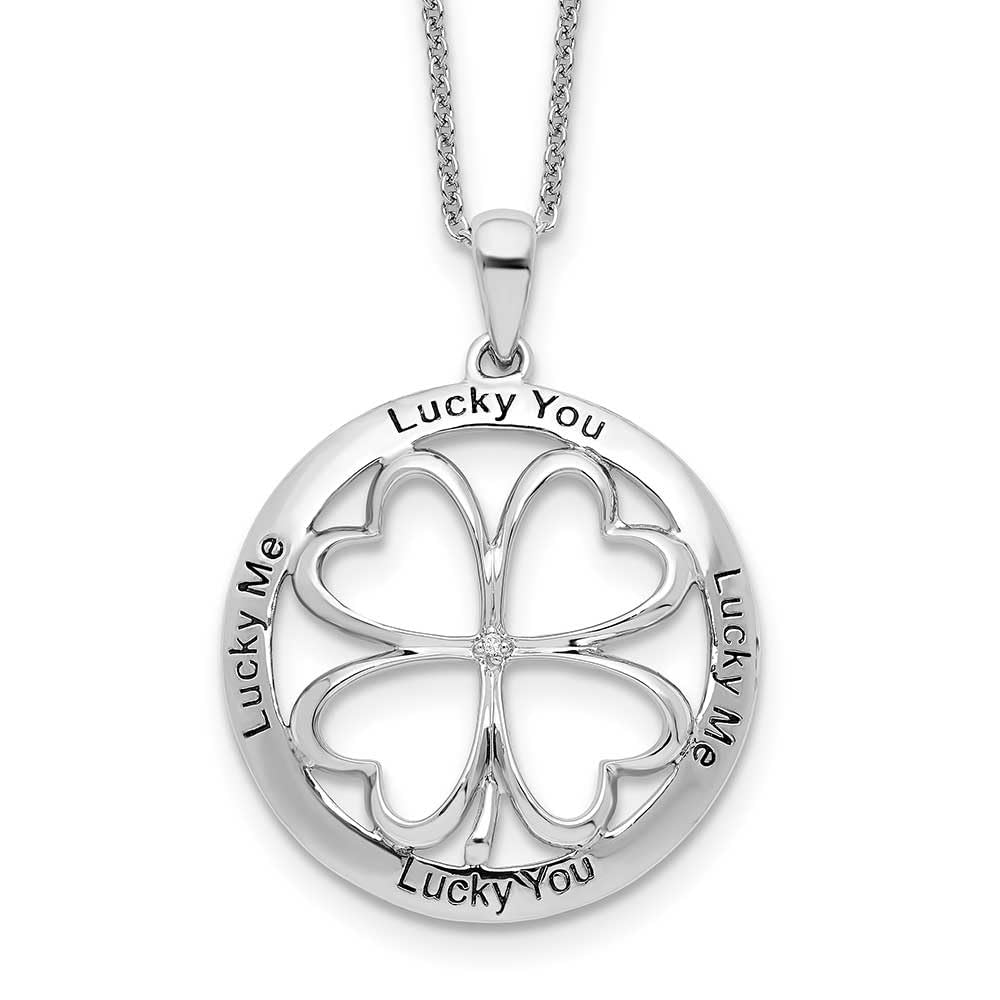 Antiqued Sterling Silver Lucky Me Lucky You 18 Inch Necklace Pendant - Elegant Jewelry for Women, Perfect Gift for Birthday, Anniversary & Special Occasions