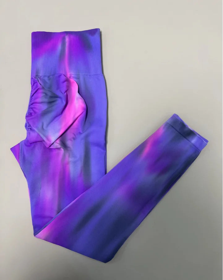 Tie Dye Seamless High Waist Yoga Leggings for Women - Booty Lifting Workout Pants with Scrunch Butt Design - Stretchy Gym Tights for Running, Fitness & Lounge Wear