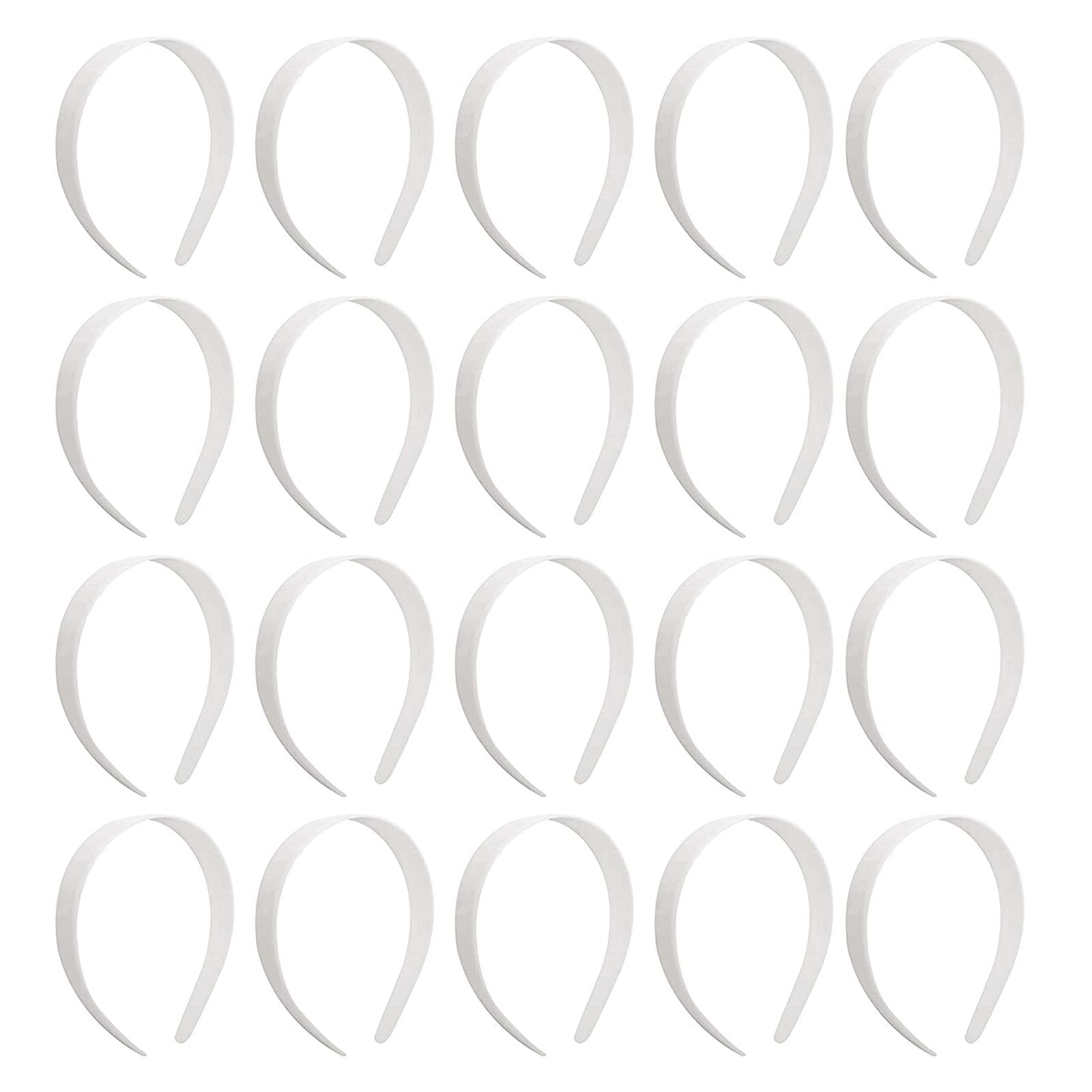 20 Pcs Bulk Plain White Plastic Headbands for DIY Crafts, 1 Inch Wide No Teeth Hair Bands for Women & Girls - Perfect for Parties, Weddings, and Everyday Hair Accessories