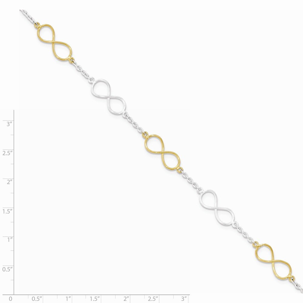 Jewels By Lux Sterling Silver Polished Flash Gold Infinity Symbol Bracelet - Elegant Jewelry Gift for Women, Best Friend, Anniversary - Perfect for Everyday Wear, Date Night & Special Occasions