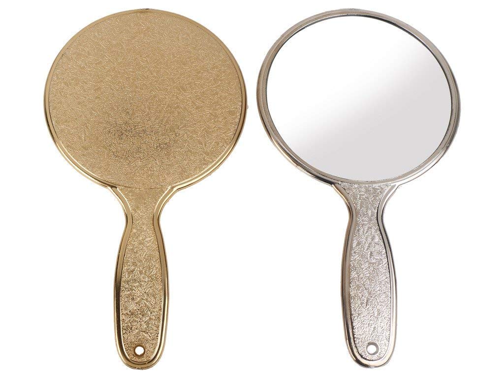 Victor Enterprises Small Oval Silver Plastic Handheld Beauty Mirror - 3 Inch Compact Makeup Mirror for Bathroom, Dressing Table, Shaving & Travel | Perfect for Home, Hotel & On-the-Go Touchups