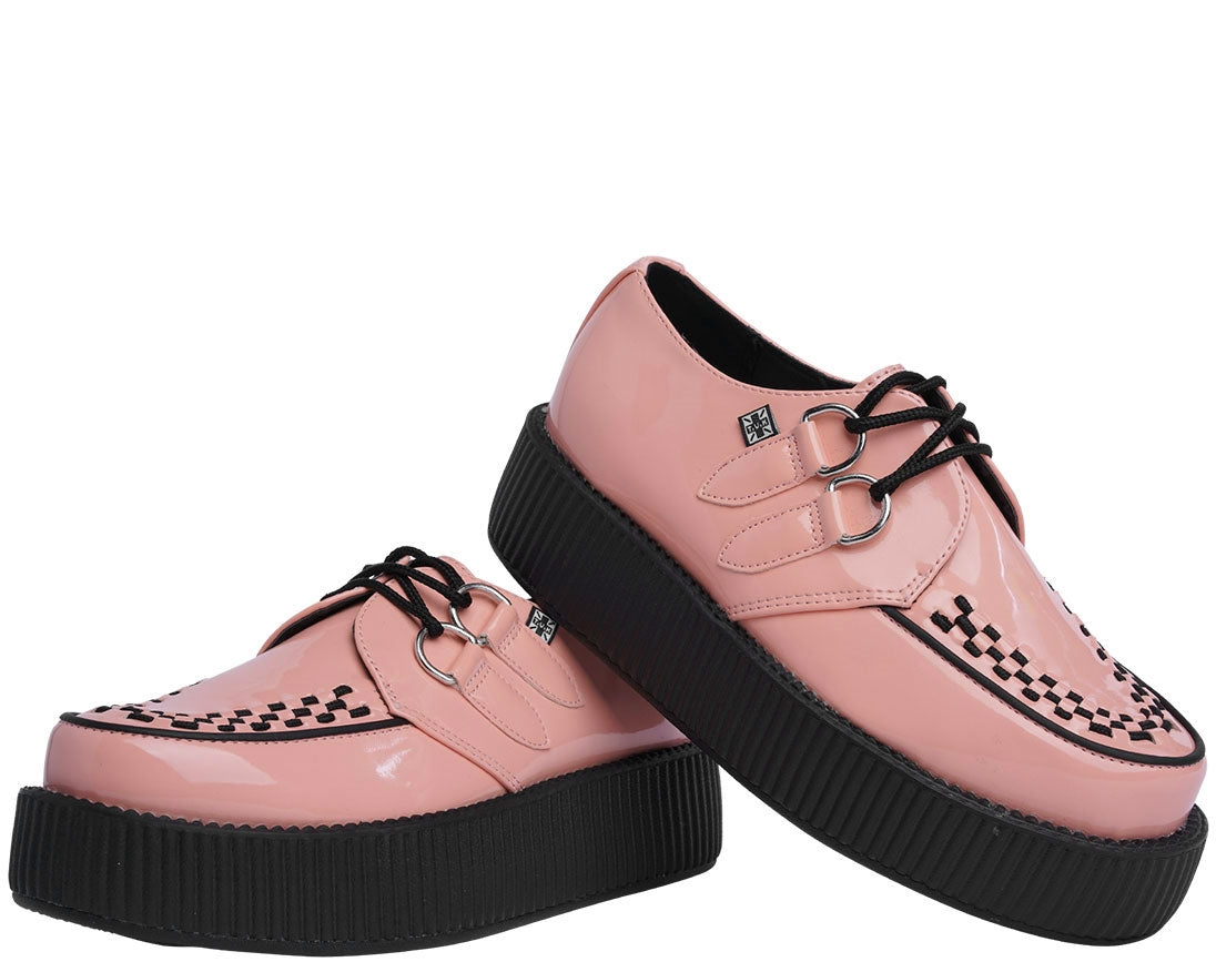 T.U.K Peachy Pink Patent Viva Mondo Creeper Shoes - Retro Punk Platform Boots for Women | Perfect for Concerts, Night Out & Alternative Fashion