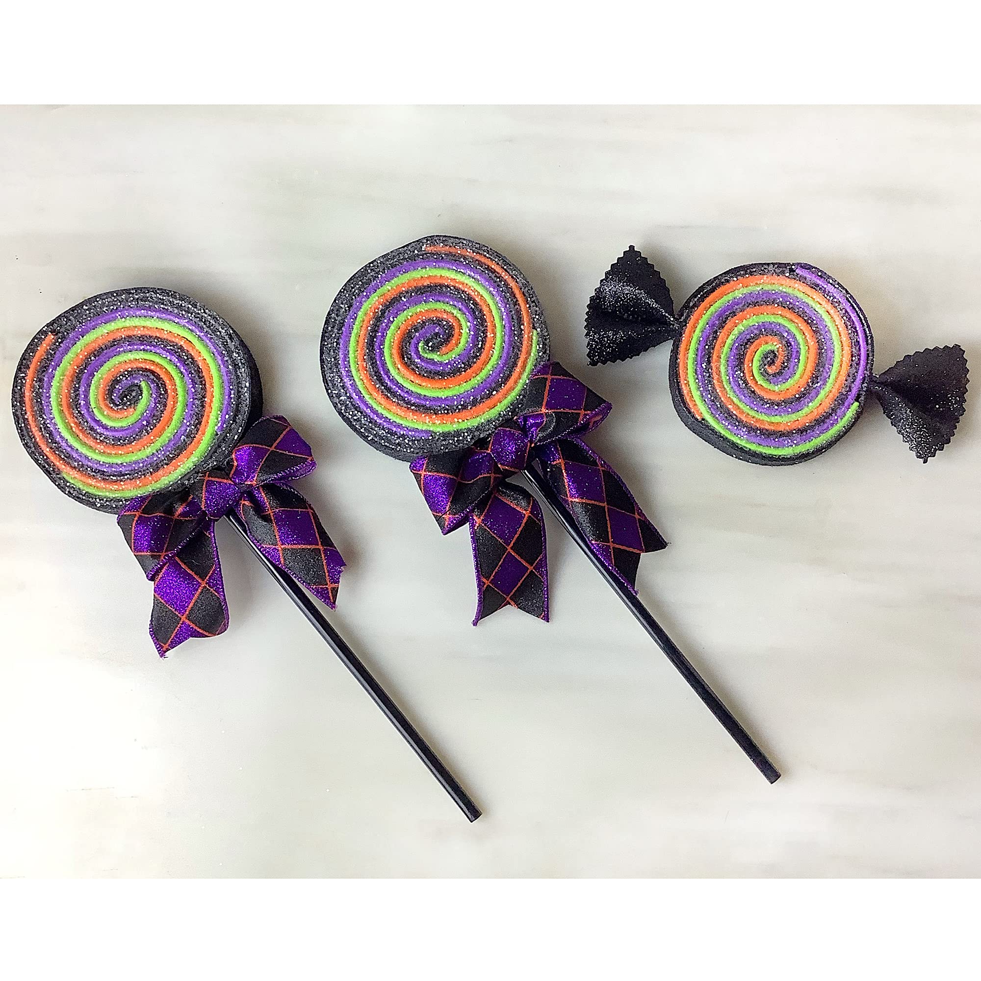 Realistic Fake Halloween Candy Decorations - Lollipops & Cake Pops for Wreath Attachments | Spooky Party Embellishments for Halloween Wreaths, Doors, and Home Decor