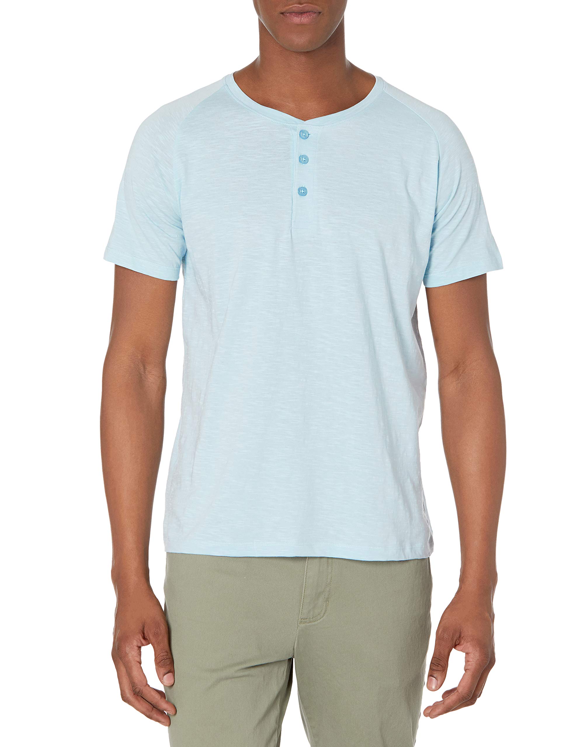 Organic Cotton Men's Short-Sleeve Henley Shirt - 100% Lightweight Slub Fabric - Casual & Comfortable Wear for Everyday, Outdoors & Travel