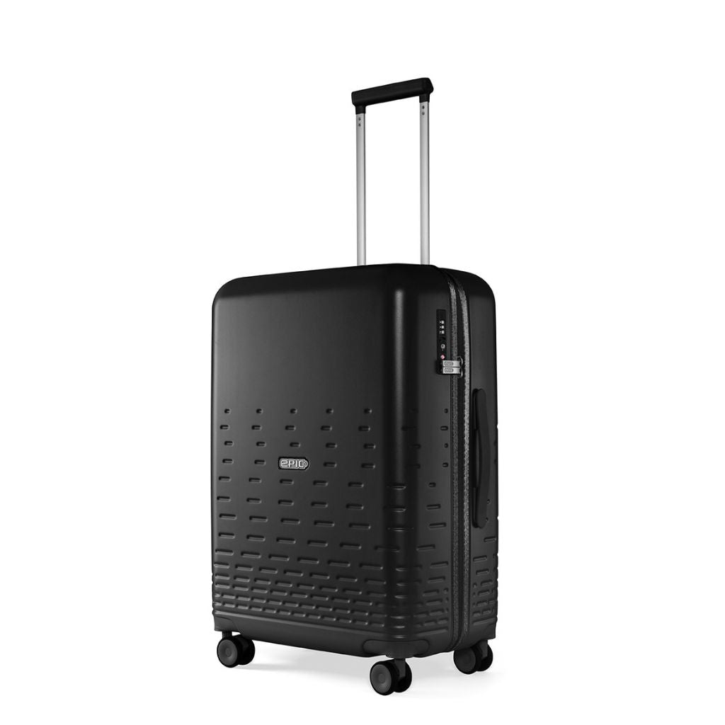 Epic Spin 65cm Medium Lightweight Suitcase - Matt Black Luggage for Travel & Business Trips