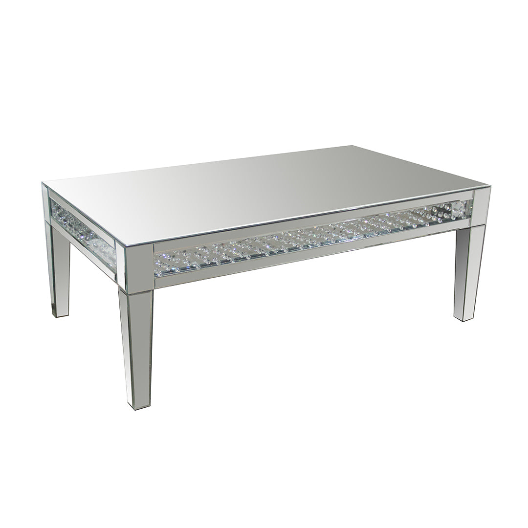 Modern Miami Coffee Table - Mid-Century Style Glass Top Wooden Legs for Living Room, Lounge & Office Decor