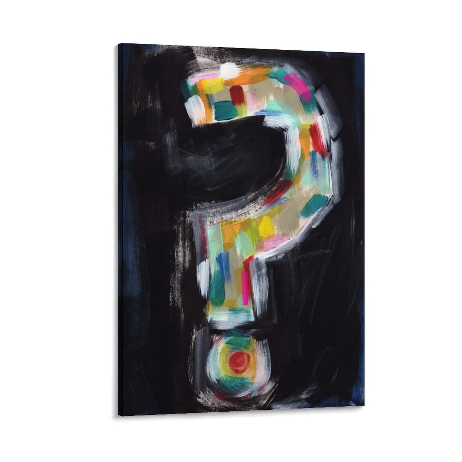 Vibrant Abstract Canvas Wall Art - Colorful Questions Painting Print for Living Room, Bedroom & Home Decor | Modern Wall Decor for Office, Dorm & Interior Design