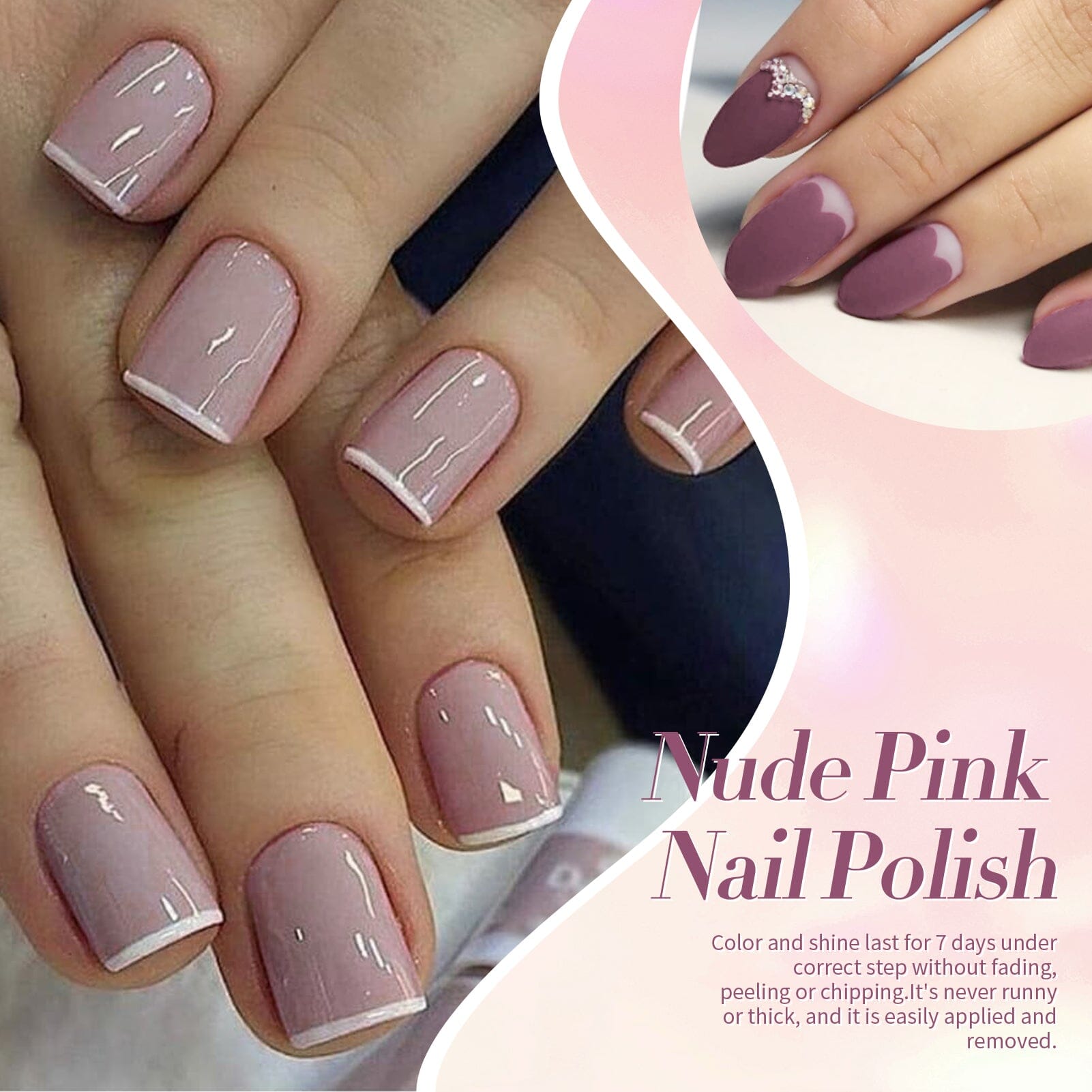 6 Colors Nude Pink Nail Polish Set - 10ml Long Lasting Vegan Nail Lacquer for Women - Perfect for Manicures, Pedicures & Salon Use