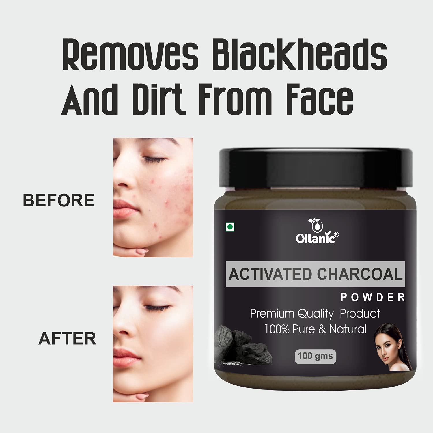 Oilanic 100% Pure Natural Activated Charcoal Powder for Skin & Hair - Detoxifying Face Mask & Deep Cleansing Shampoo Boost (3-Pack, 300g) | Acne Treatment, Blackhead Removal & Scalp Care for Glowing Skin & Healthy Hair