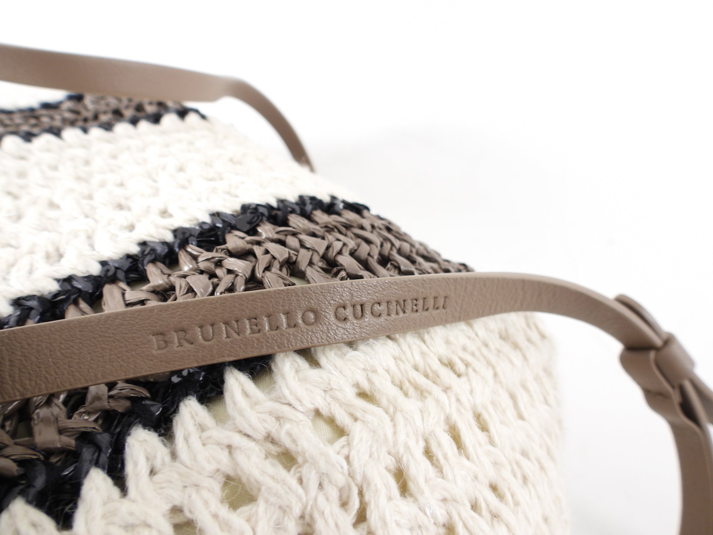 Brunello Cucinelli Woven Stripe Clutch Bag for Women - Luxury Designer Handbag with Leather Accents - Perfect for Evening Events, Parties & Special Occasions